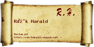 Rák Harald névjegykártya